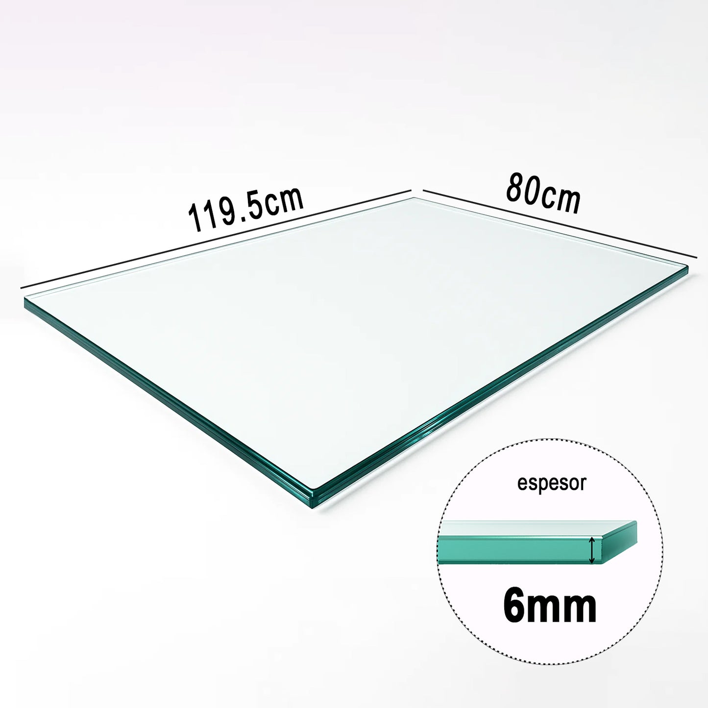 Cubierta Rectangular Vidrio Claro Templado 119.5x80cm