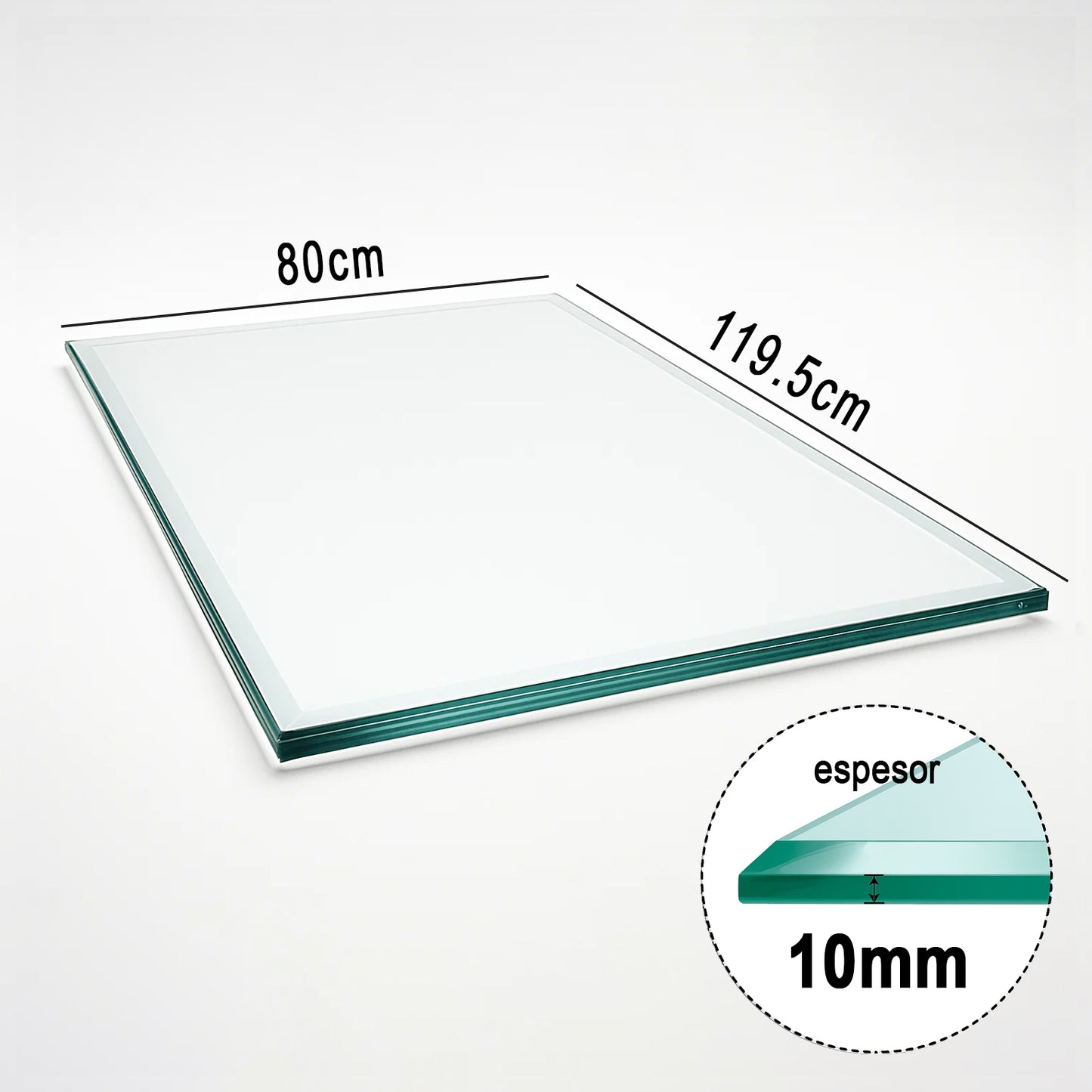 Cubierta Rectangular Vidrio Claro Templado 119.5x80cm