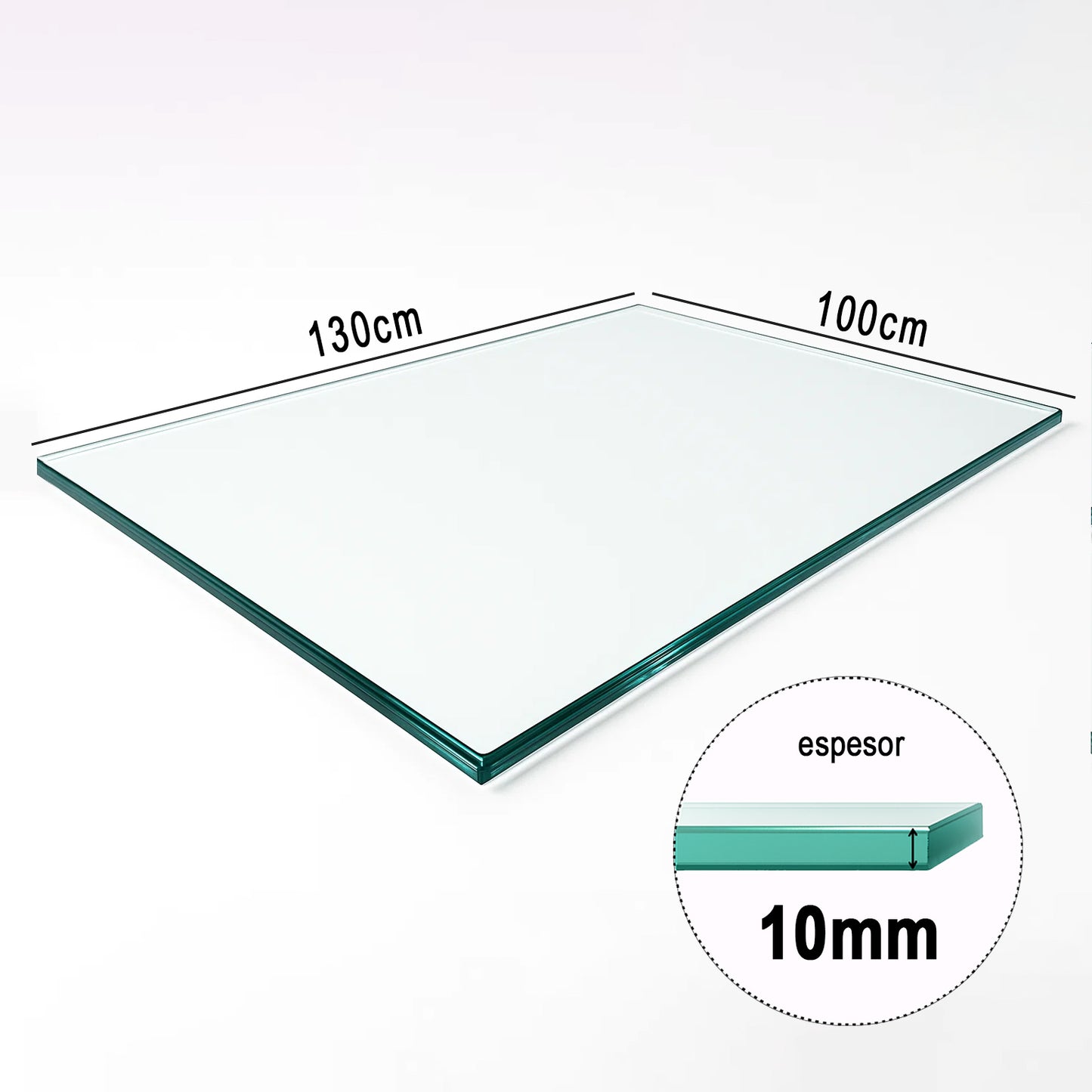 Cubierta Rectangular Vidrio Claro Templado 130x100cm
