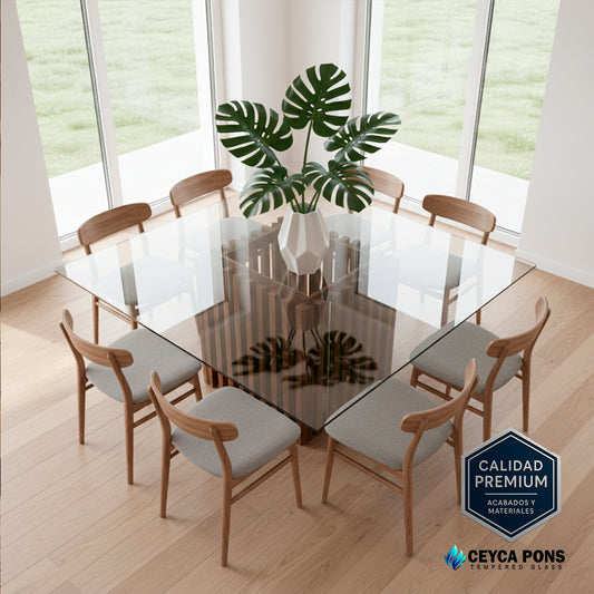 CEYCAPONS Cubierta Cuadrada de Vidrio Templado Claro 120x120cm