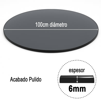 Cubierta Circular Vidrio Ahumado Templado 100cm Diámetro