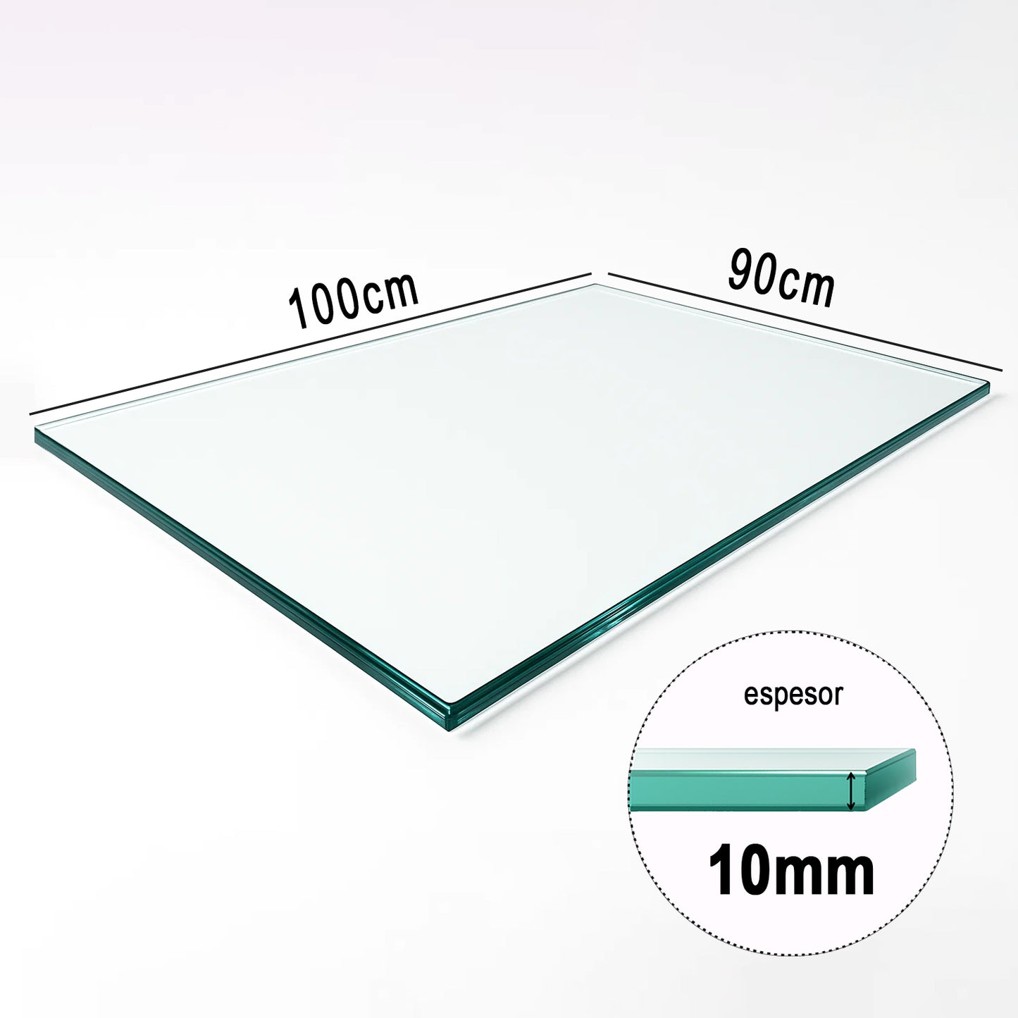 Cubierta Rectangular Vidrio Claro Templado 100x90cm