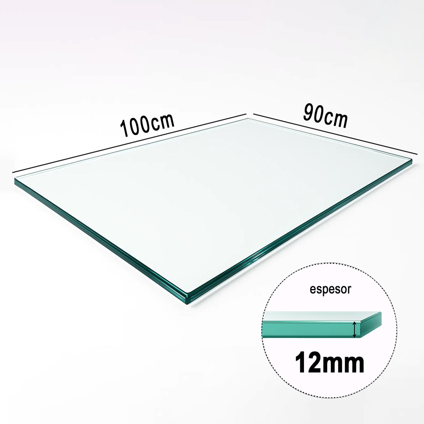 Cubierta Rectangular Vidrio Claro Templado 100x90cm