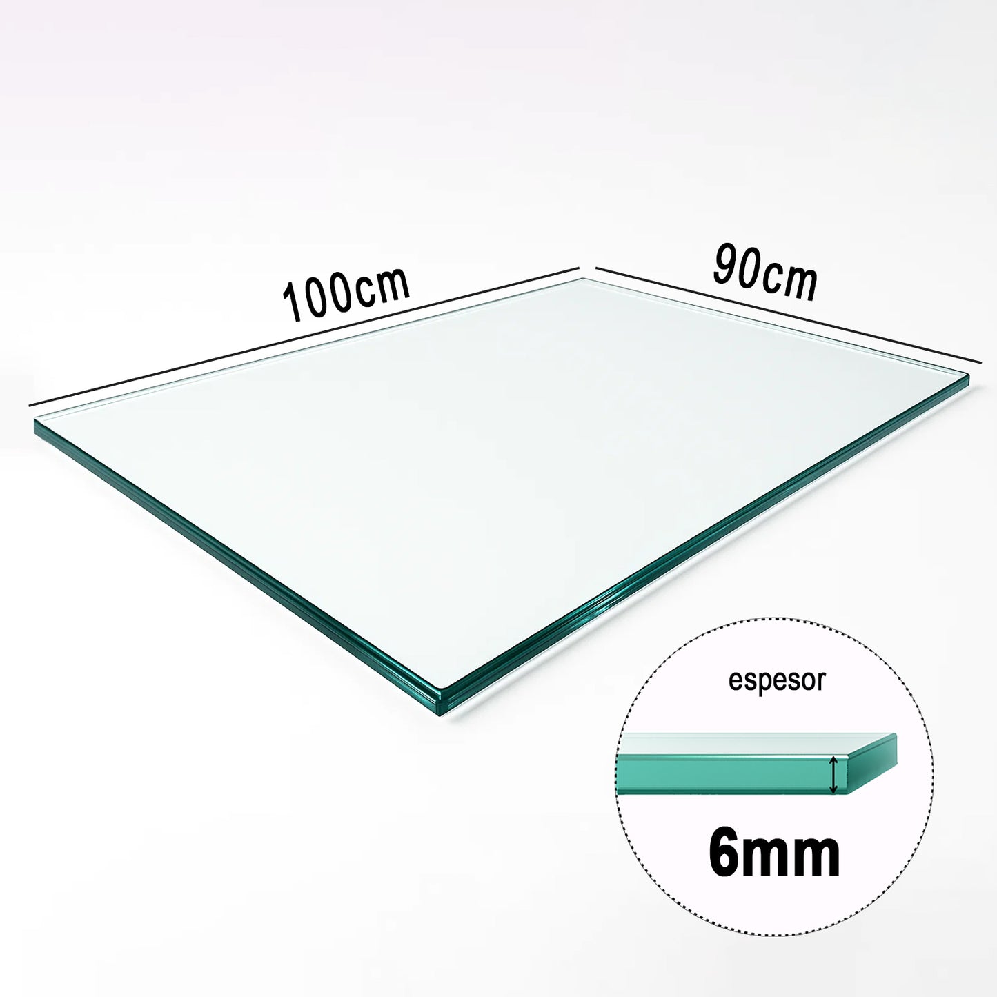 Cubierta Rectangular Vidrio Claro Templado 100x90cm