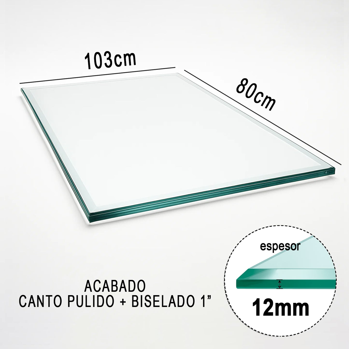 CEYCAPONS Cubierta Rectangular Vidrio Claro Templado 103x80cm