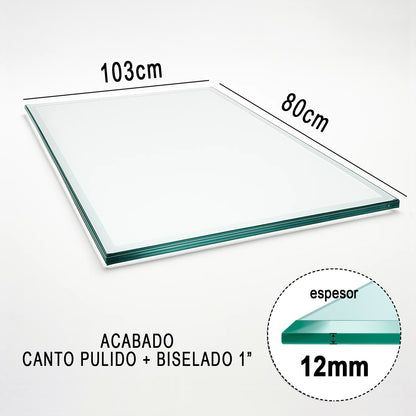 CEYCAPONS Cubierta Rectangular Vidrio Claro Templado 103x80cm