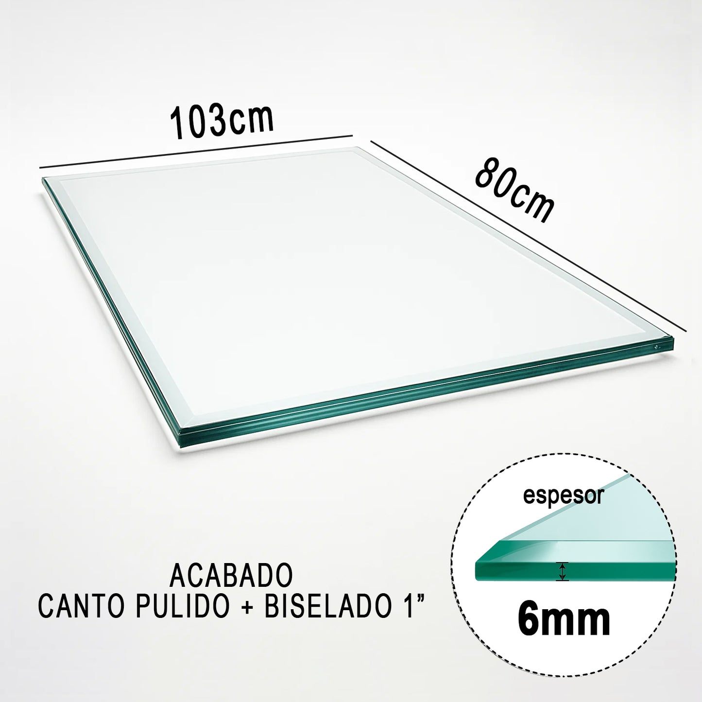 CEYCAPONS Cubierta Rectangular Vidrio Claro Templado 103x80cm