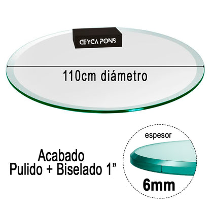 Cubierta Circular Vidrio Claro Templado 110cm Diámetro - ceycapons