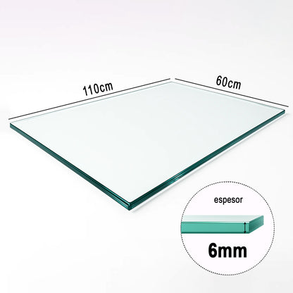 Cubierta Rectangular Vidrio Claro Templado 110x60cm