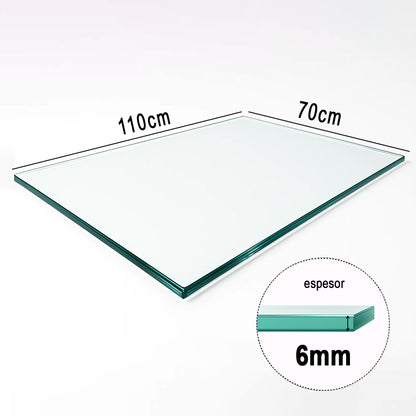 Cubierta Rectangular Vidrio Claro Templado 110x70cm