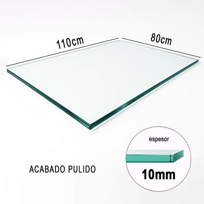Cubierta Rectangular Vidrio Claro Templado 110x80cm