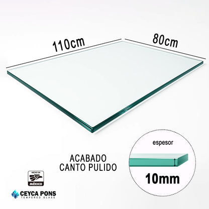 CEYCAPONS Cubierta Rectangular Vidrio Claro Templado 110x80cm