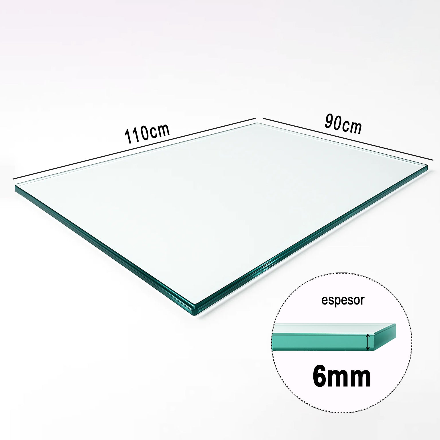 Cubierta Rectangular Vidrio Claro Templado 110x90cm - CEYCAPONS