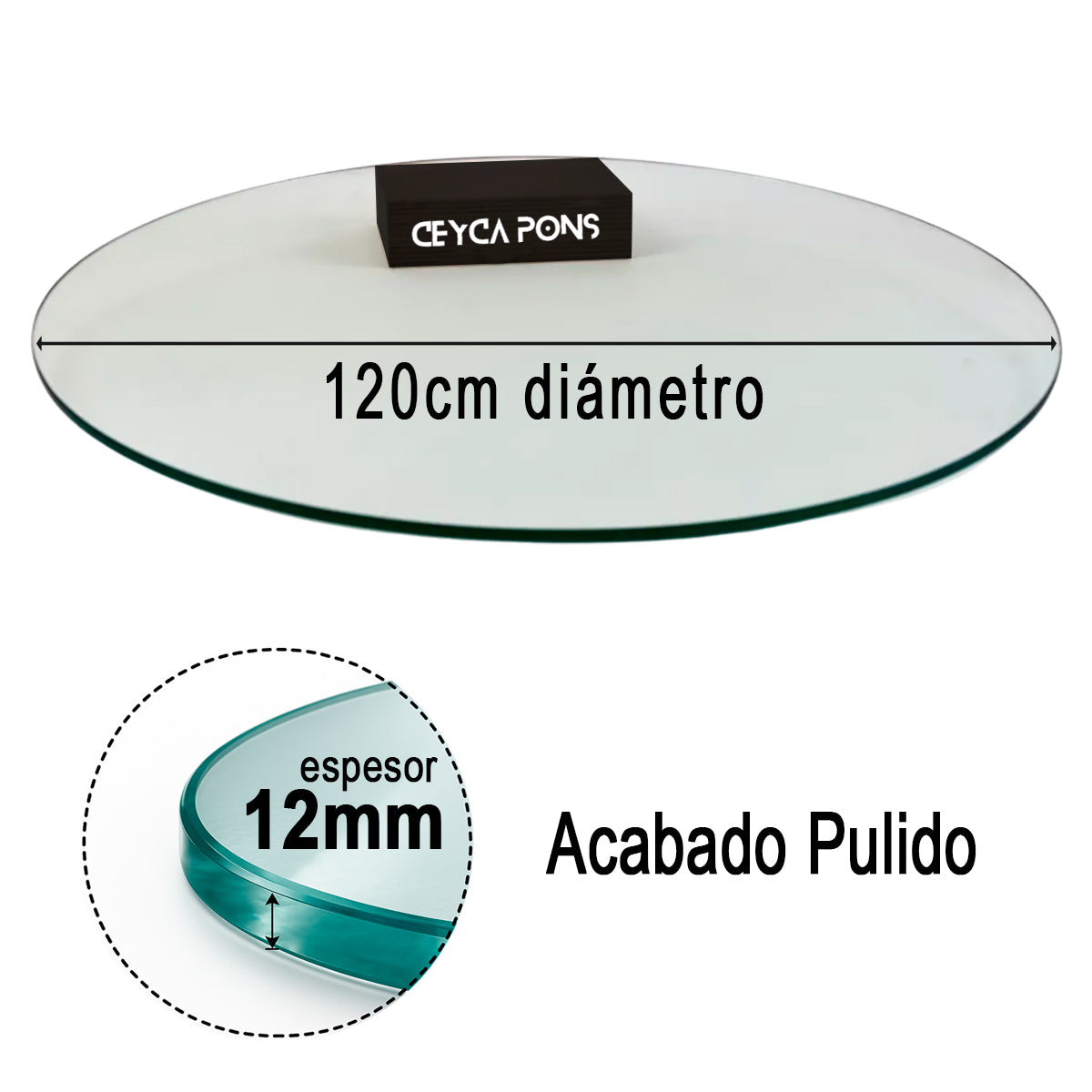 Cubierta Circular Vidrio Claro Templado 120cm Diámetro - ceycapons