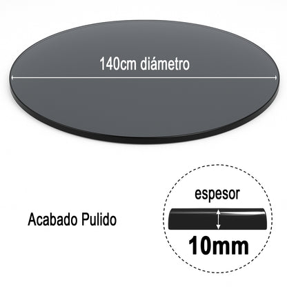 Cubierta Circular Vidrio Ahumado Templado 140cm Diámetro