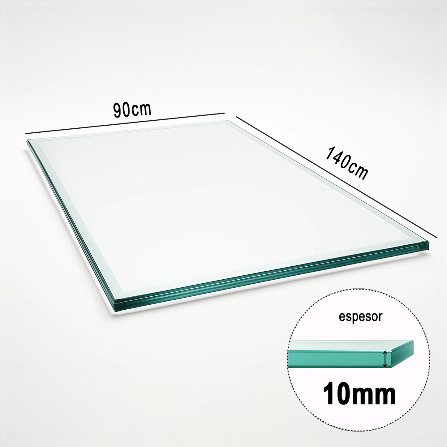 Cubierta Rectangular Vidrio Claro Templado 140x90cm