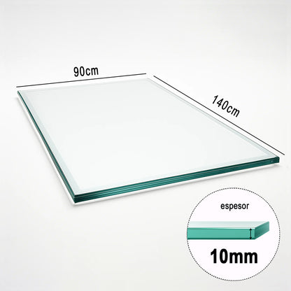 Cubierta Rectangular Vidrio Claro Templado 140x90cm
