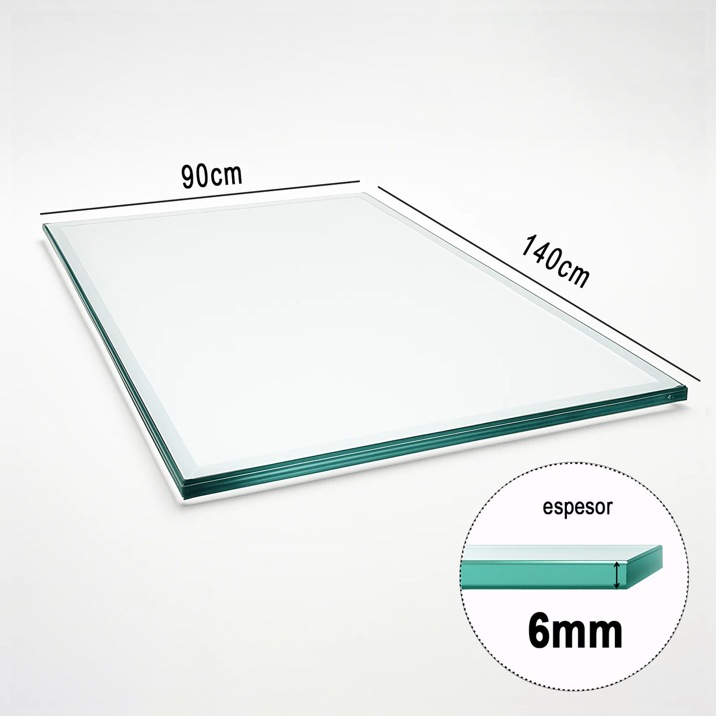 Cubierta Rectangular Vidrio Claro Templado 140x90cm