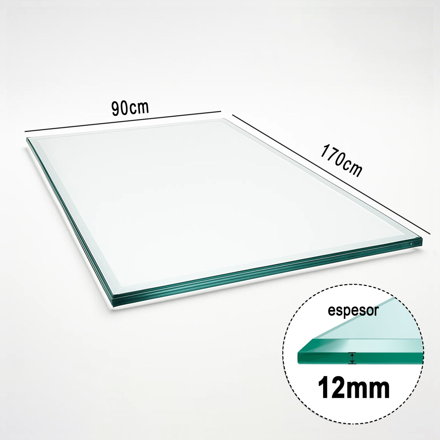 Cubierta Rectangular Vidrio Claro Templado 170x90cm
