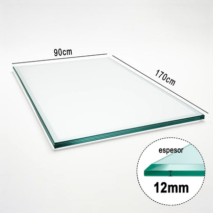 Cubierta Rectangular Vidrio Claro Templado 170x90cm