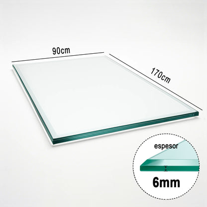 Cubierta Rectangular Vidrio Claro Templado 170x90cm