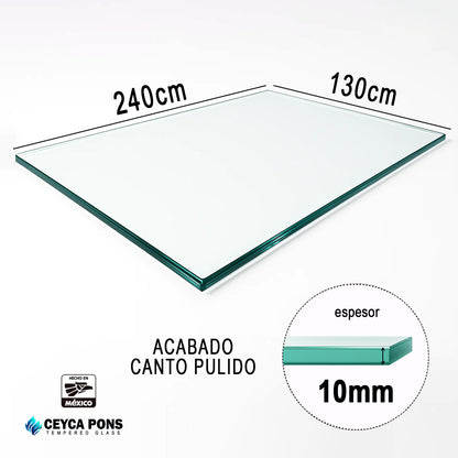CEYCAPONS Cubierta Rectangular Vidrio Claro Templado 240x130cm