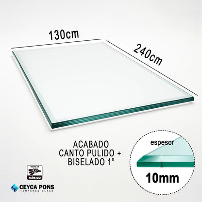 CEYCAPONS Cubierta Rectangular Vidrio Claro Templado 240x130cm