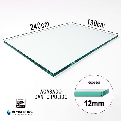 CEYCAPONS Cubierta Rectangular Vidrio Claro Templado 240x130cm