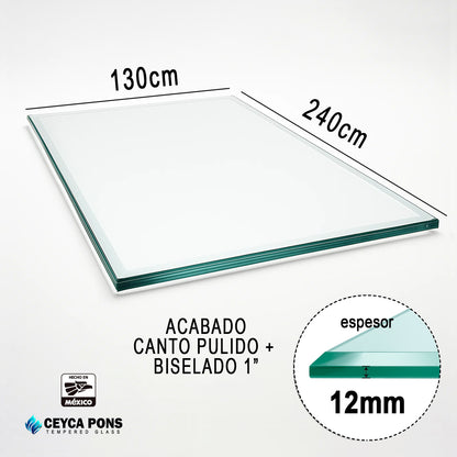 CEYCAPONS Cubierta Rectangular Vidrio Claro Templado 240x130cm
