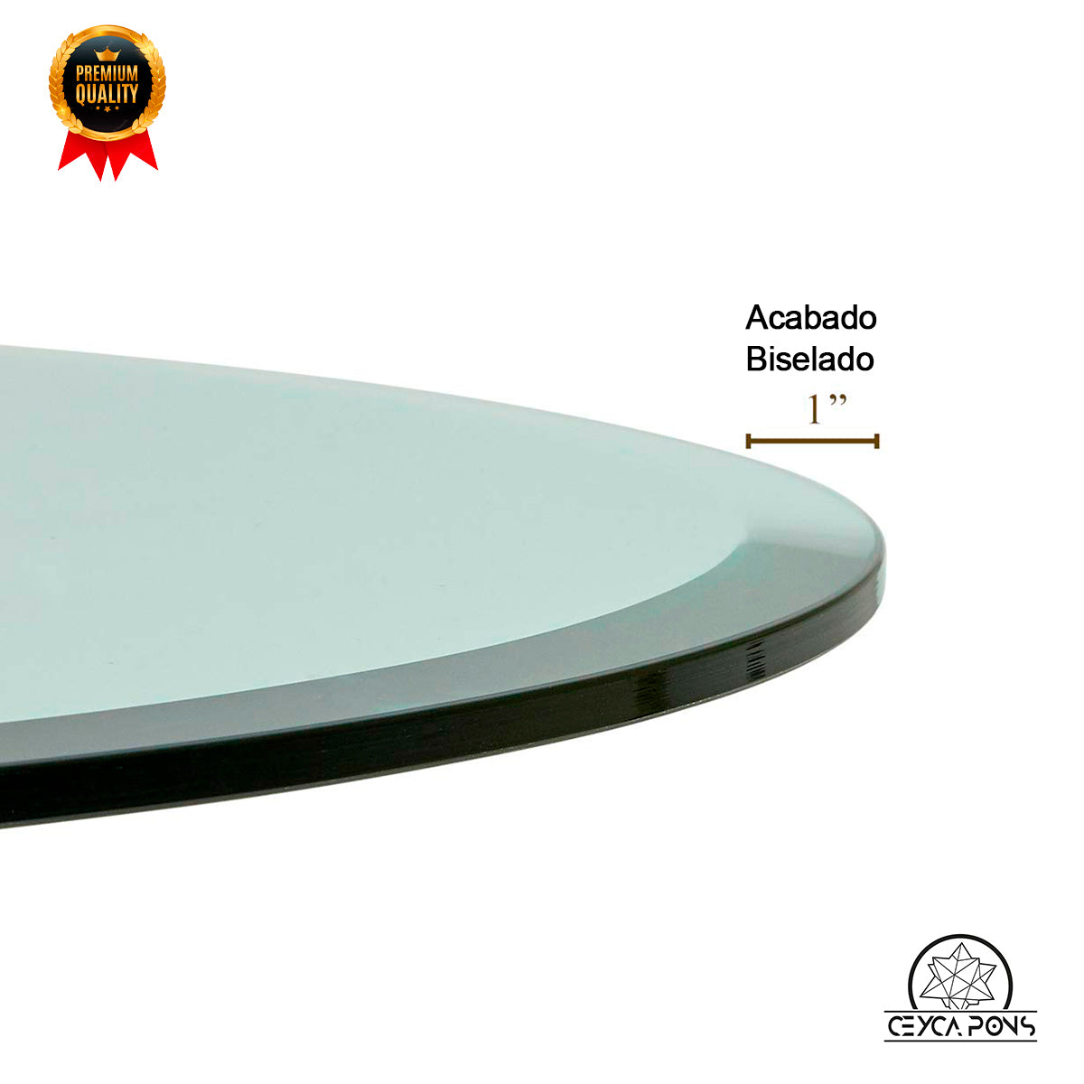 Cubierta Circular Vidrio Claro Templado Biselado - CEYCA PONS
