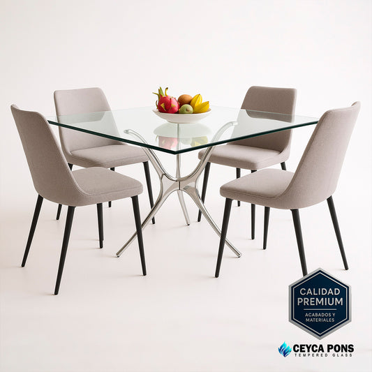 CEYCAPONS Cubierta Cuadrada de Vidrio Templado Claro 100x100cm