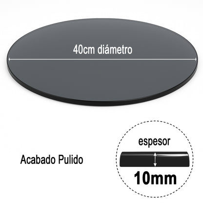 Cubierta Circular Vidrio Ahumado Templado 40cm Diámetro