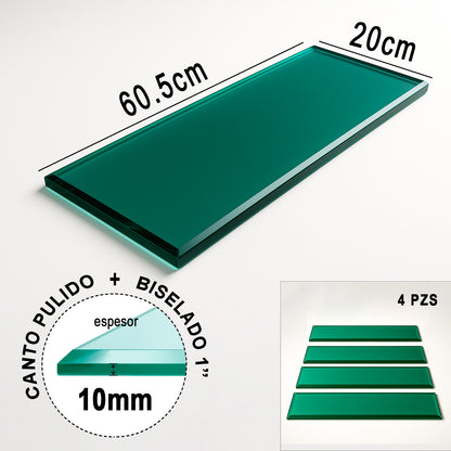 Repisa Rectangular Vidrio Tintex Templado 60.5x20cm