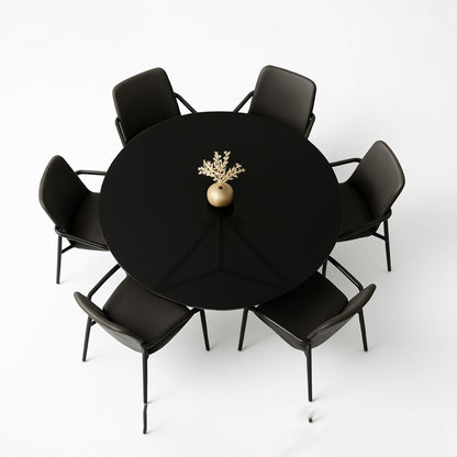 Cubierta Circular Vidrio Templado Negro Absoluto 140cm Diámetro
