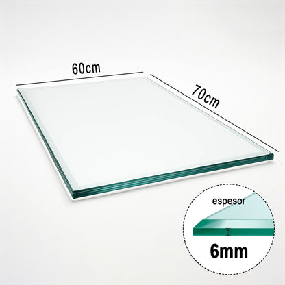 Cubierta Rectangular Vidrio Claro Templado 70x60cm