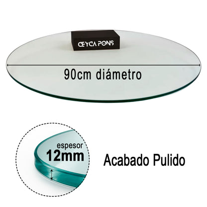 Cubierta Circular Vidrio Claro Templado 90cm Diámetro
