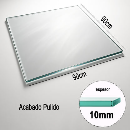 Cubierta Cuadrada Vidrio Templado Claro 90x90cm