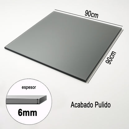 Cubierta Cuadrada Vidrio Ahumado Templado 90x90cm