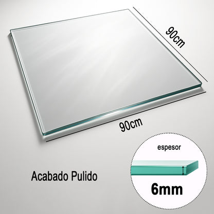 Cubierta Cuadrada Vidrio Templado Claro 90x90cm