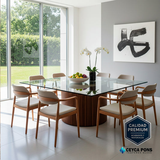 CEYCAPONS Cubierta Cuadrada de Vidrio Templado Claro 136x136cm