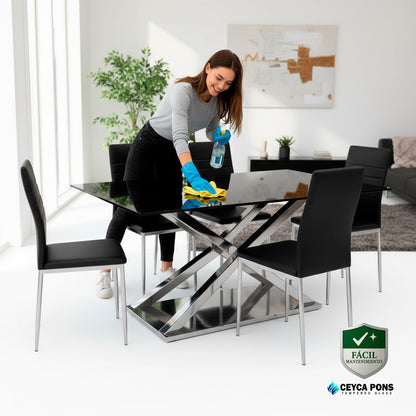 CEYCAPONS Vidrio Templado Rectangular Pintado Negro Absoluto 110x60cm