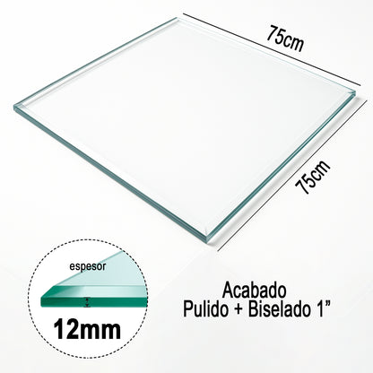 Cubierta Cuadrada Vidrio Templado Claro 75x75cm