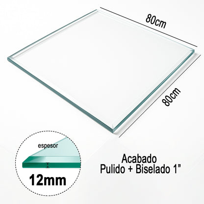 Cubierta Cuadrada Vidrio Templado Claro 80x80cm