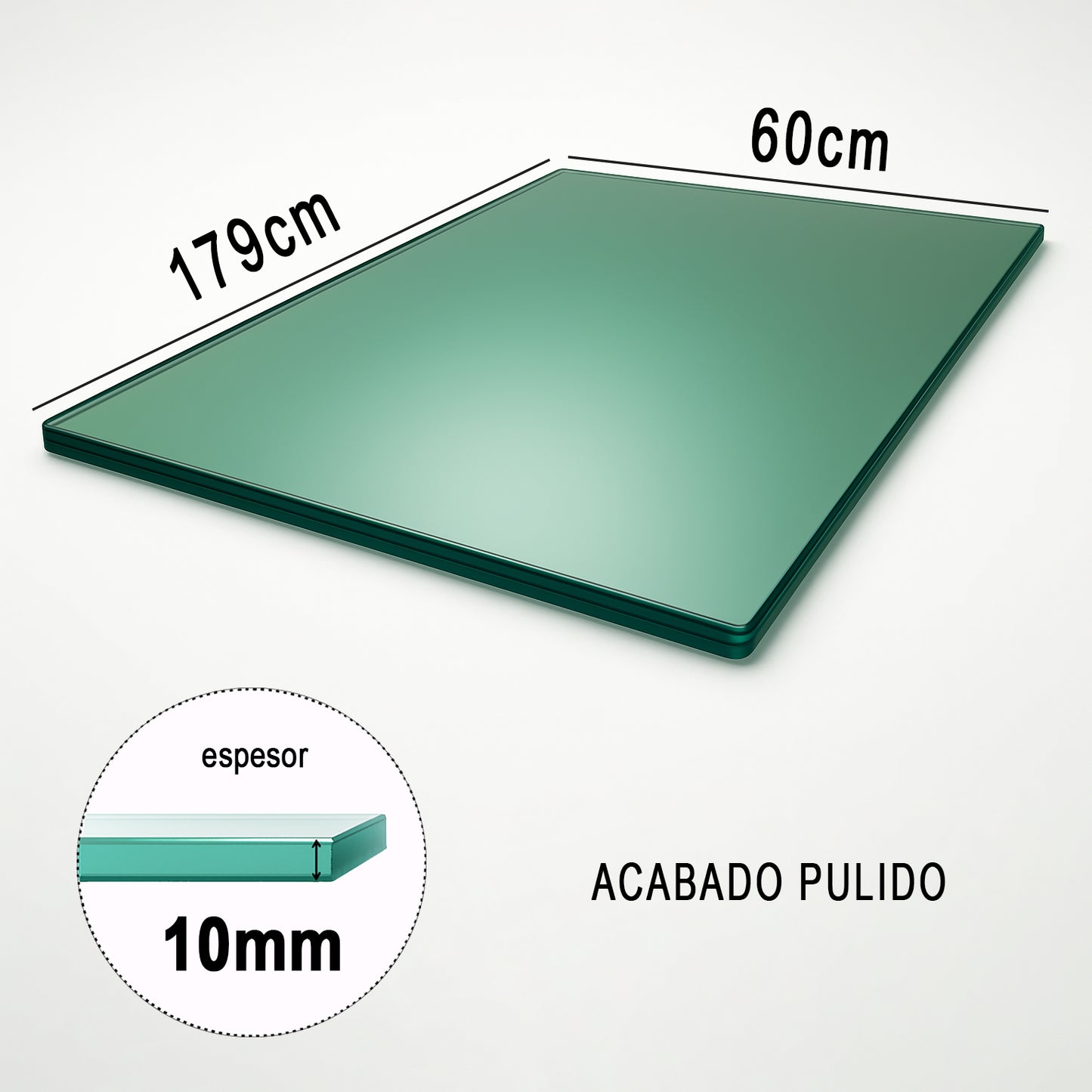 Cubierta Rectangular Vidrio Tintex Templado 179x60cm