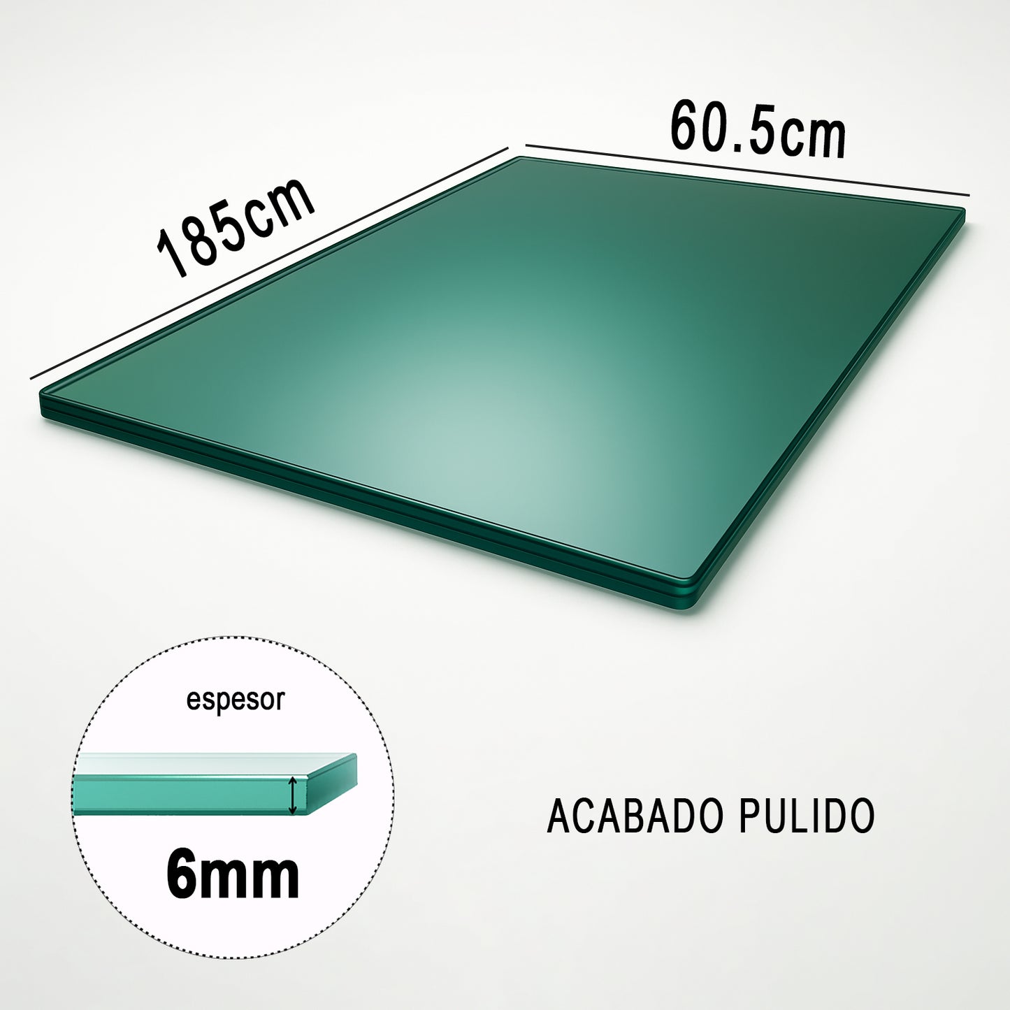 Cubierta Rectangular Vidrio Tintex Templado 185x60.5cm