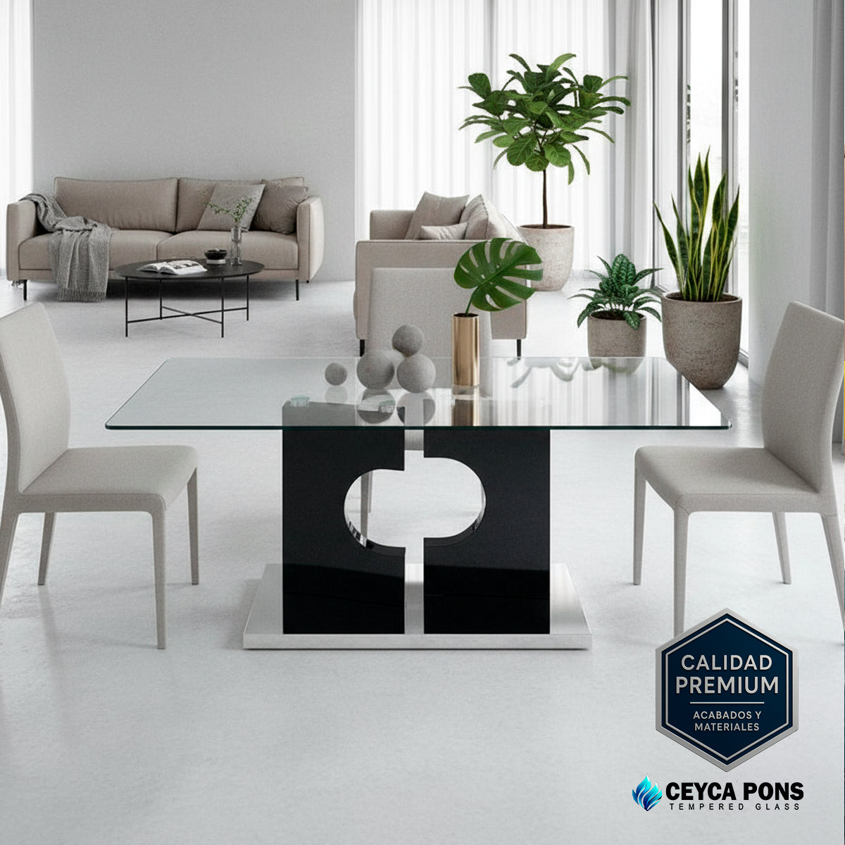 CEYCAPONS Cubierta Rectangular Vidrio Claro Templado 100x80cm