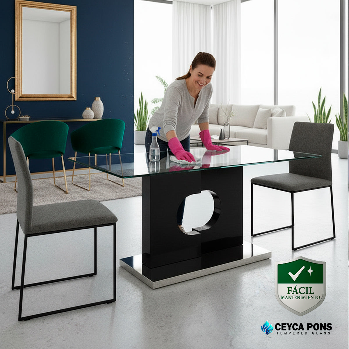 CEYCAPONS Cubierta Rectangular Vidrio Claro Templado 100x80cm