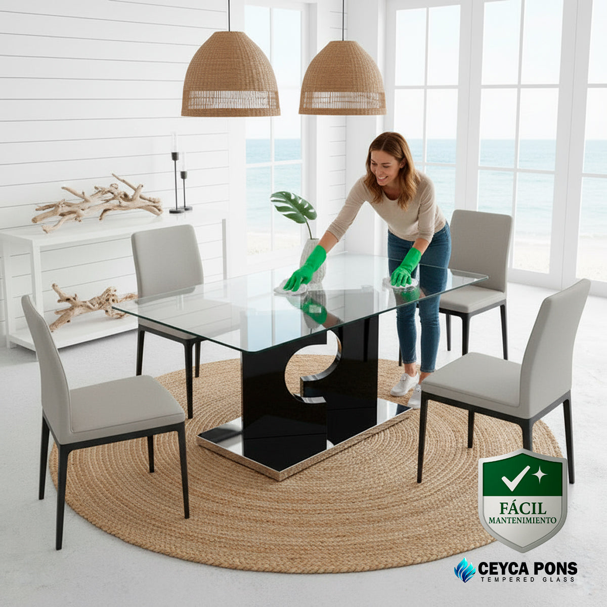 CEYCAPONS Cubierta Rectangular Vidrio Claro Templado 103x80cm