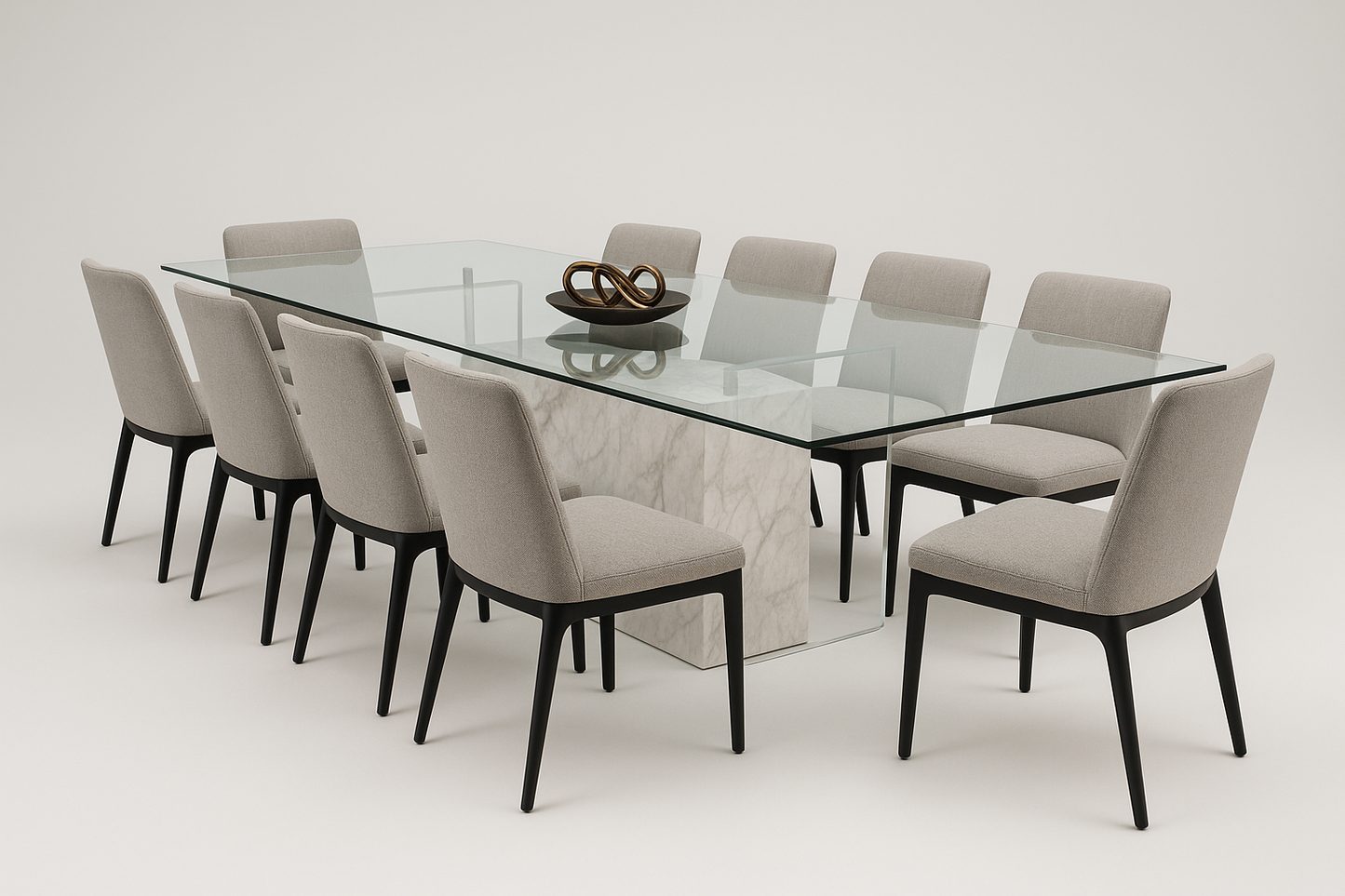 Mesa con base de mármol - Vista lateral