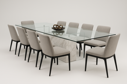 Mesa con base de mármol - Vista lateral